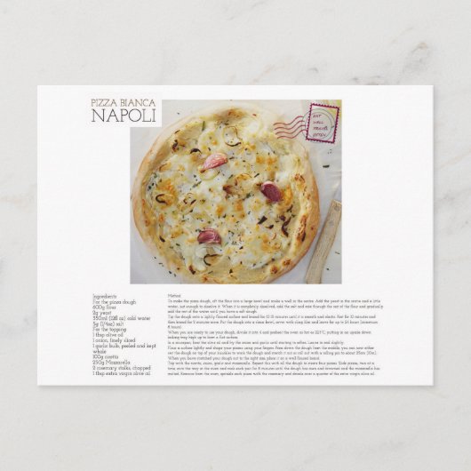 NAPOLI Pizza Bianca Recipe Briefkaart (Voorkant)