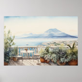Napoli Serenity: Digitale Waterverf Art Prints (Voorkant)