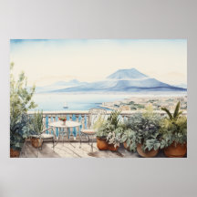 Napoli Serenity: Digitale Waterverf Art Prints