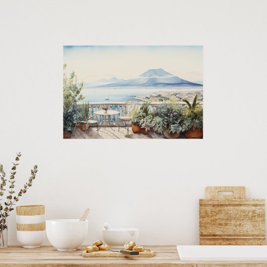 Napoli Serenity: Digitale Waterverf Art Prints (Keuken)