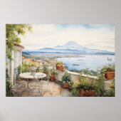 Napoli Serenity: Digitale Waterverf Art Prints (Voorkant)