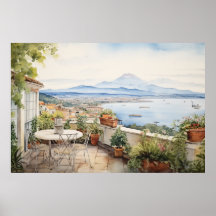 Napoli Serenity: Digitale Waterverf Art Prints