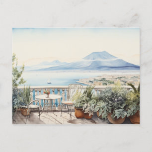 Napoli Serenity: Digitale Waterverf Art Prints Briefkaart