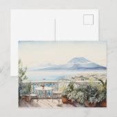 Napoli Serenity: Digitale Waterverf Art Prints Briefkaart (Voorkant / Achterkant)
