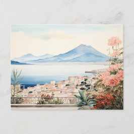 Napoli Serenity: Digitale Waterverf Art Prints Briefkaart