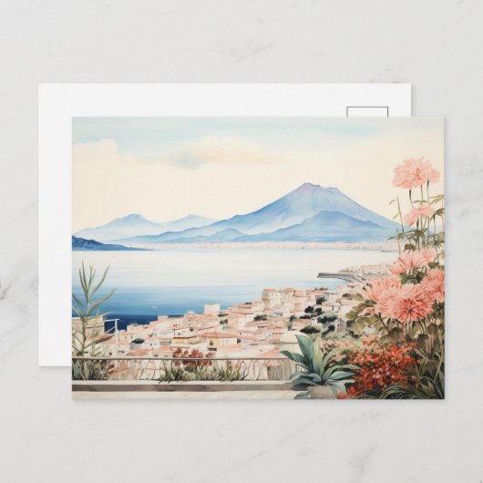 Napoli Serenity: Digitale Waterverf Art Prints Briefkaart (Voorkant / Achterkant)