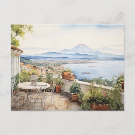 Napoli Serenity: Digitale Waterverf Art Prints Briefkaart