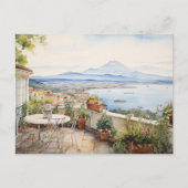 Napoli Serenity: Digitale Waterverf Art Prints Briefkaart (Voorkant)