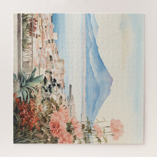 Napoli Serenity: Digitale Waterverf Art Prints Legpuzzel (Horizontaal)