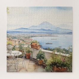 Napoli Serenity: Digitale Waterverf Art Prints Legpuzzel