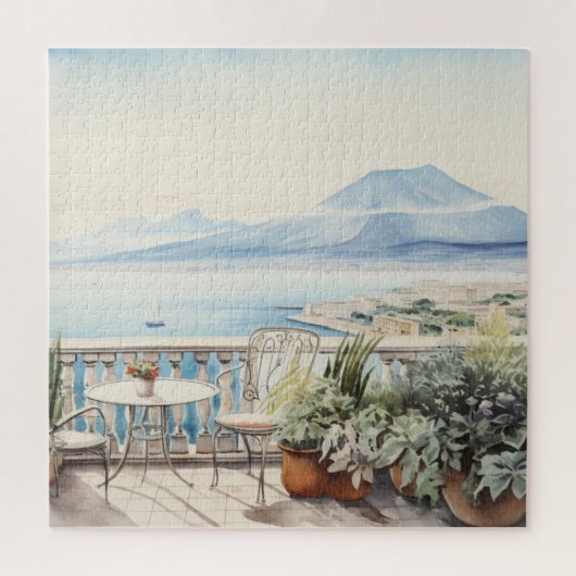 Napoli Serenity: Digitale Waterverf Art Prints Legpuzzel (Verticaal)