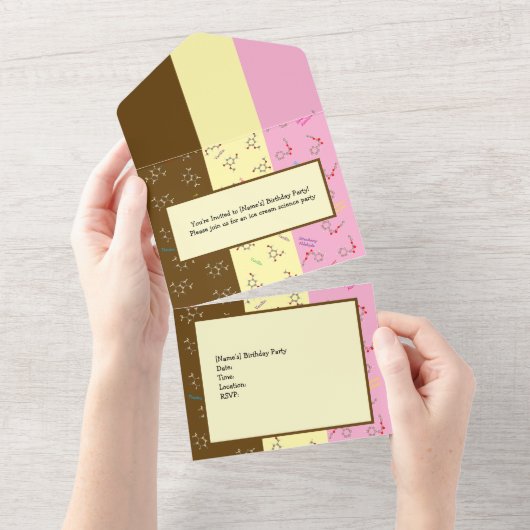 Napolitaanse Ice Cream Chemistry Science Party All In One Uitnodiging (Afscheurbaar)