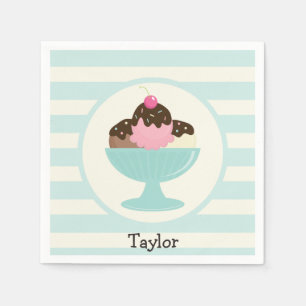 Napolitaanse ijs Sundae; Kersen & Sprinkles Servet