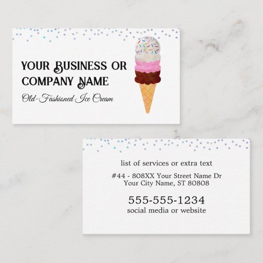 Napolitaanse ijskegel met sproeiers visitekaartje (Voorkant / Achterkant)