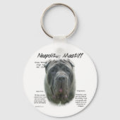 Napolitaanse Mastiff (grijs) Geschiedenis Ontwerp Sleutelhanger (Achterkant)
