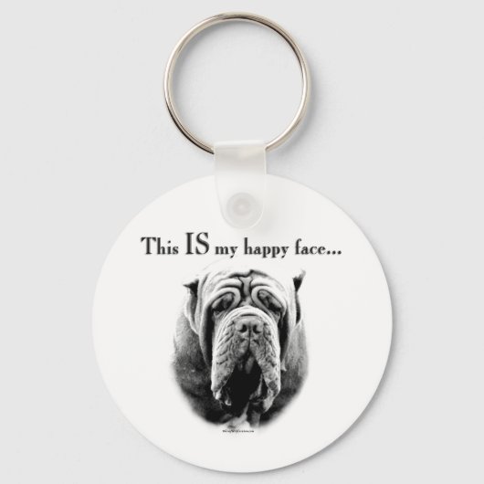Napolitaanse Mastiff Happy Face Sleutelhanger (Voorkant)
