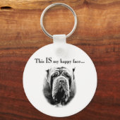 Napolitaanse Mastiff Happy Face Sleutelhanger (Voorkant)