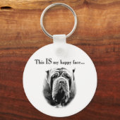 Napolitaanse Mastiff Happy Face Sleutelhanger (Voorkant)