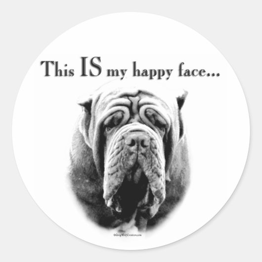 Napolitaanse Mastiff Happy Face Sticker (Voorkant)