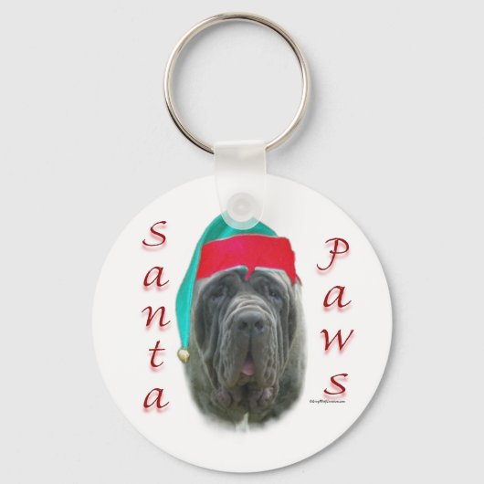 Napolitaanse Mastiff Santa Paws Sleutelhanger (Voorkant)