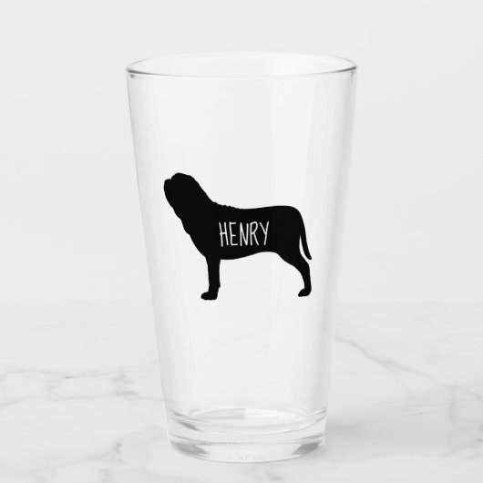 Napolitaanse Mastiff Silhouette Neo Dog Gepersonal Glas (Voorkant)