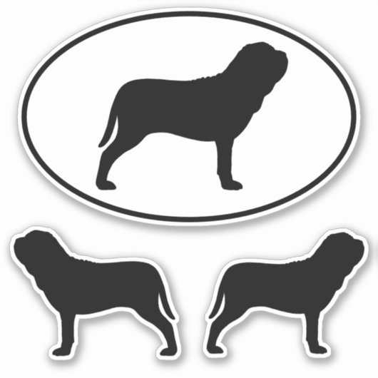 Napolitaanse Mastiff Silhouettes Vinyl Sticker Set (Voorkant)