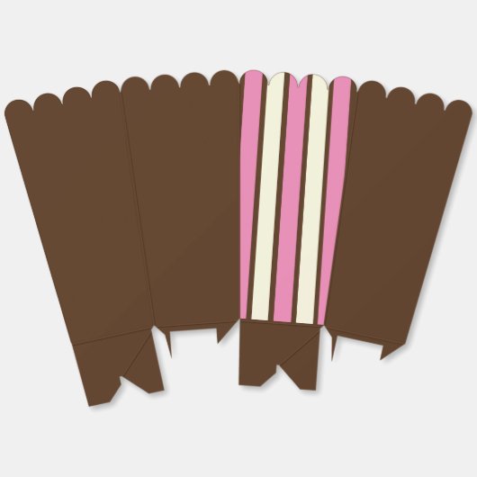 Napolitaanse popcorndoos (bruin, roze & crème) bedankdoosjes (Ongevouwen)
