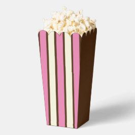 Napolitaanse popcorndoos (bruin, roze & crème) bedankdoosjes