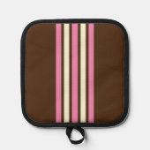 Napolitaanse Pot Holder (Bruin, Roze & Crème) Pannenlap (Voorkant)