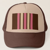 Napolitaanse trucker hoed (bruin, roze en crème) trucker pet (Voorkant)