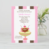 Napolitano Ice Cream Sundae Birthday Uitnodiging (Staand voorkant)