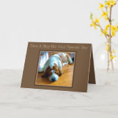 Napping Basset op grappige "Vaderdag" Kaart (Gele Bloem)