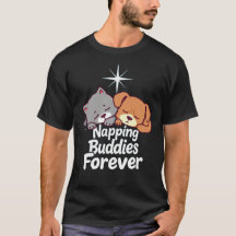 Napping Buddies Forever - kat/hond T-shirt ontwerp