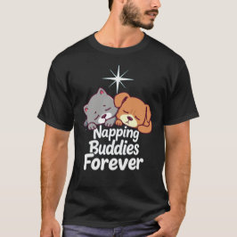 Napping Buddies Forever - kat/hond T-shirt ontwerp