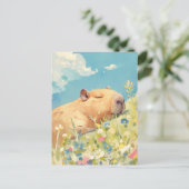 Napping Capybara in Colorful Wildflower Meadow Briefkaart (Staand voorkant)