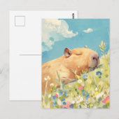 Napping Capybara in Colorful Wildflower Meadow Briefkaart (Voorkant / Achterkant)