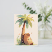 Napping Capybara Under Tropical Palm Tree Briefkaart (Staand voorkant)