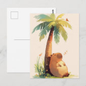 Napping Capybara Under Tropical Palm Tree Briefkaart (Voorkant / Achterkant)