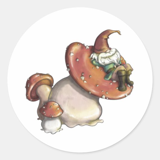 Napping Gnome Ronde Sticker (Voorkant)
