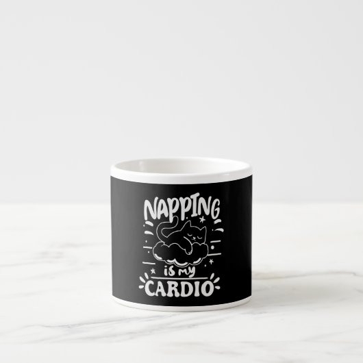 Napping is mijn cardio eenvoudig grappig kattenont espresso kop (Voorkant)