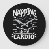 Napping is mijn cardio eenvoudig grappig kattenont grote klok (Voorkant)