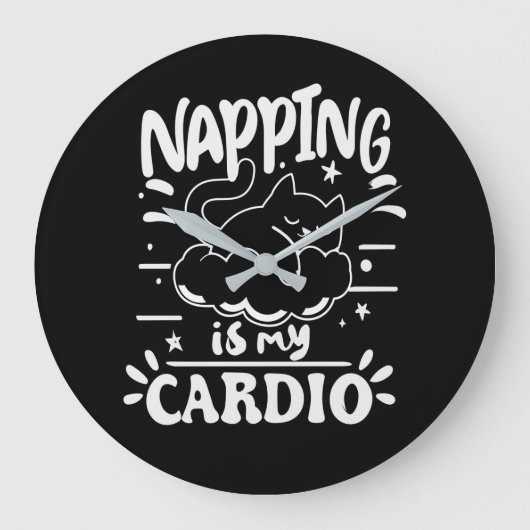 Napping is mijn cardio eenvoudig grappig kattenont grote klok (Voorkant)