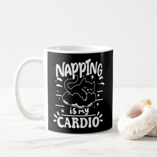 Napping is mijn cardio eenvoudig grappig kattenont koffiemok (Met donut)
