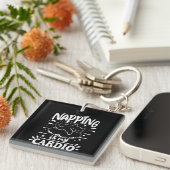 Napping is mijn cardio eenvoudig grappig kattenont sleutelhanger (Voorkant Rechts)