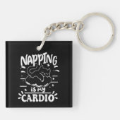 Napping is mijn cardio eenvoudig grappig kattenont sleutelhanger (Achterkant)