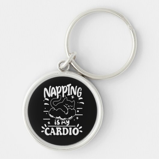 Napping is mijn cardio eenvoudig grappig kattenont sleutelhanger (Voorkant)