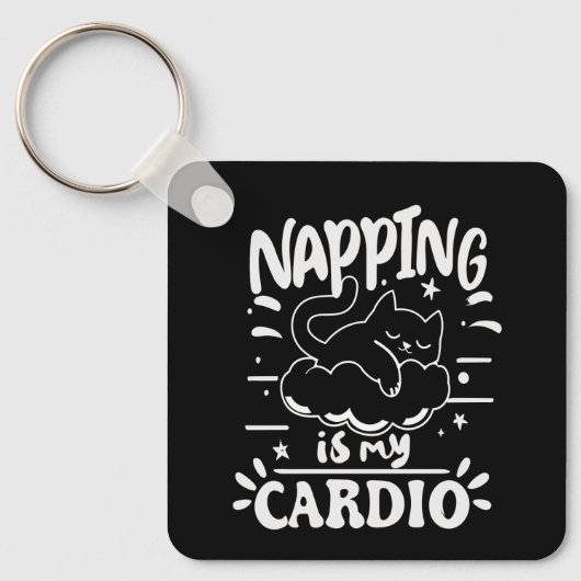 Napping is mijn cardio eenvoudig grappig kattenont sleutelhanger (Voorkant)