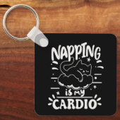 Napping is mijn cardio eenvoudig grappig kattenont sleutelhanger (Voorkant)
