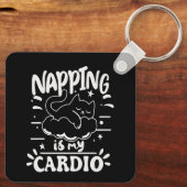 Napping is mijn cardio eenvoudig grappig kattenont sleutelhanger (Achterkant)