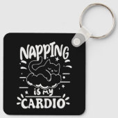 Napping is mijn cardio eenvoudig grappig kattenont sleutelhanger (Achterkant)